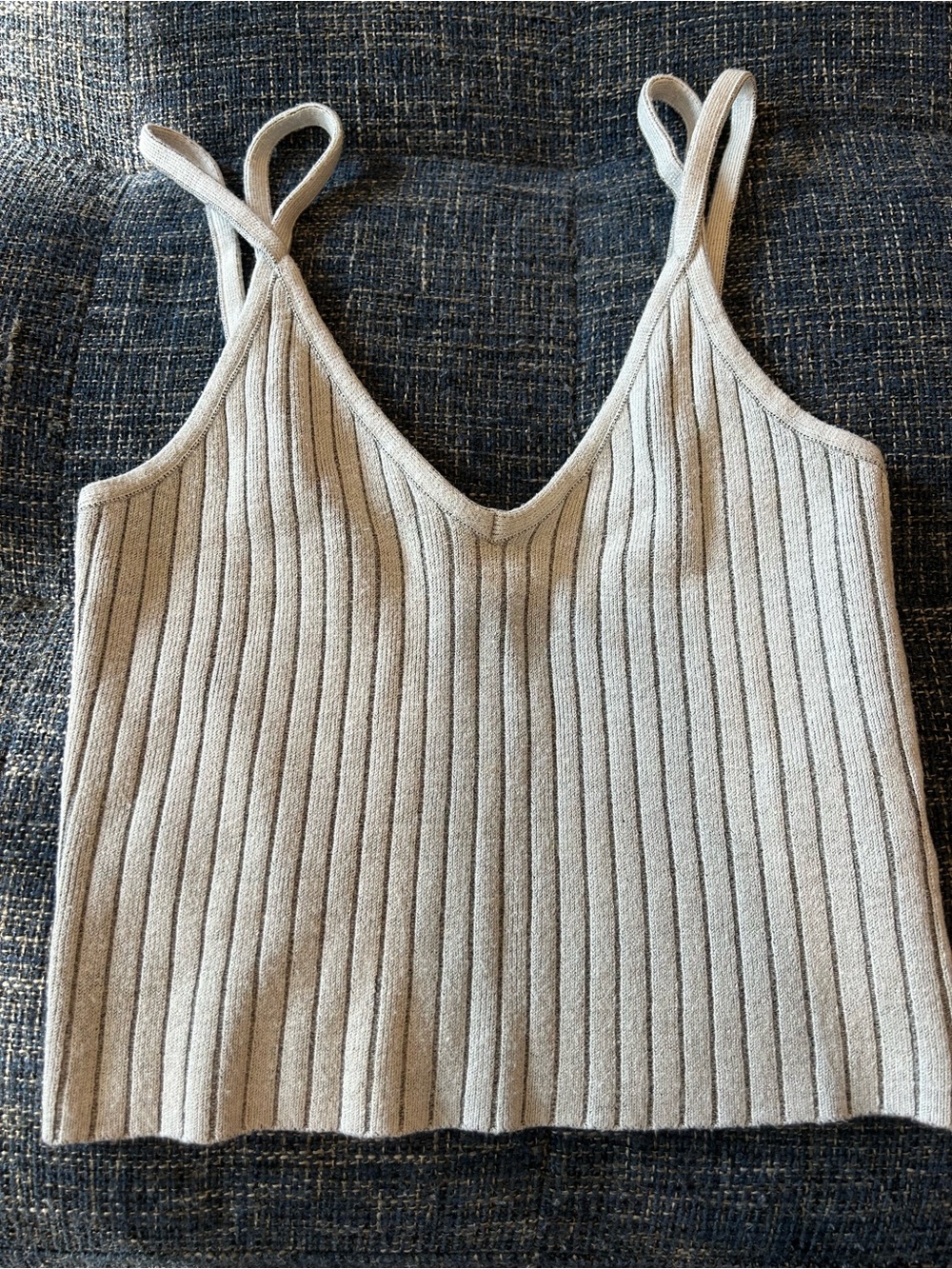 Forever 21 rib-knit V-neck camisole tank top beige